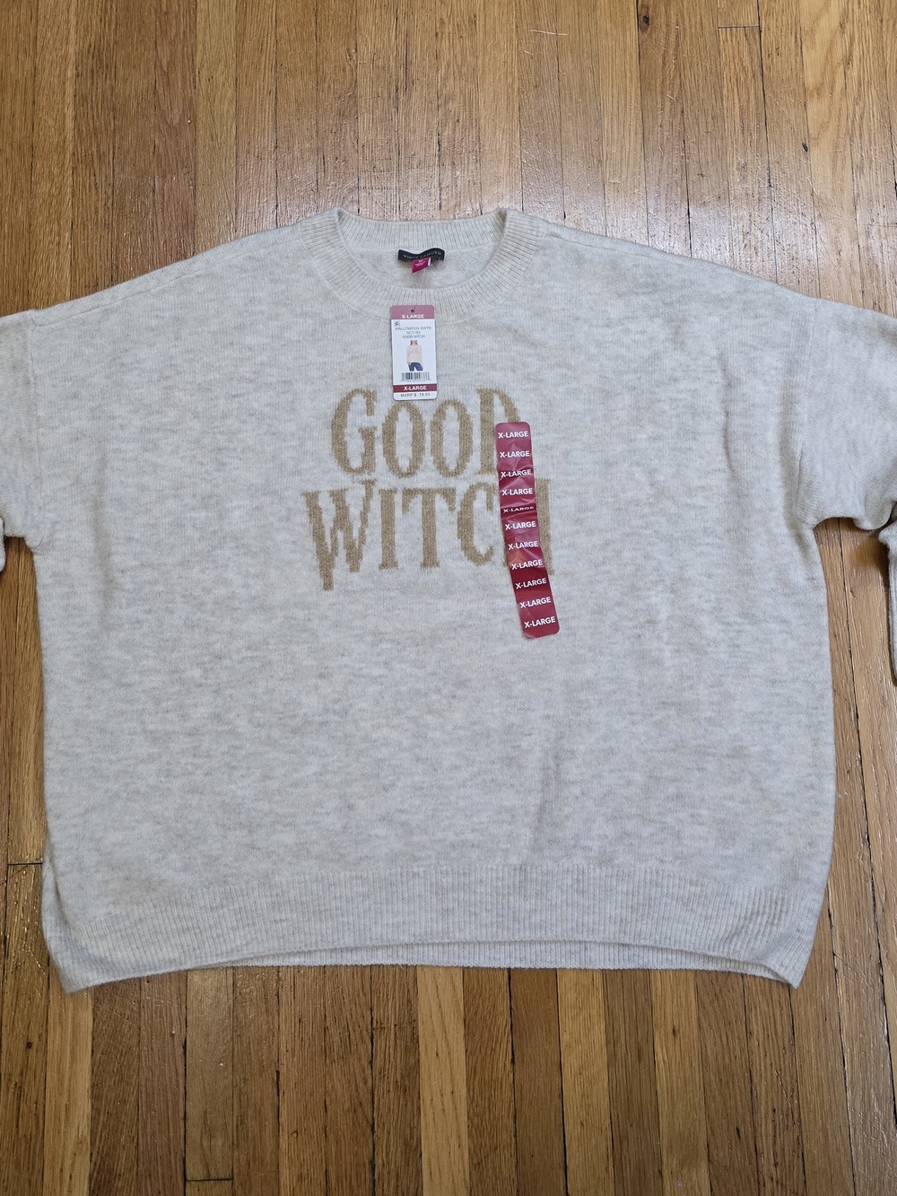 Vince Camuto Beige 'GOOD WITCH' Crewneck Sweater